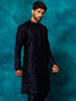 Men's Blue Silk Blend Embellished Kurta